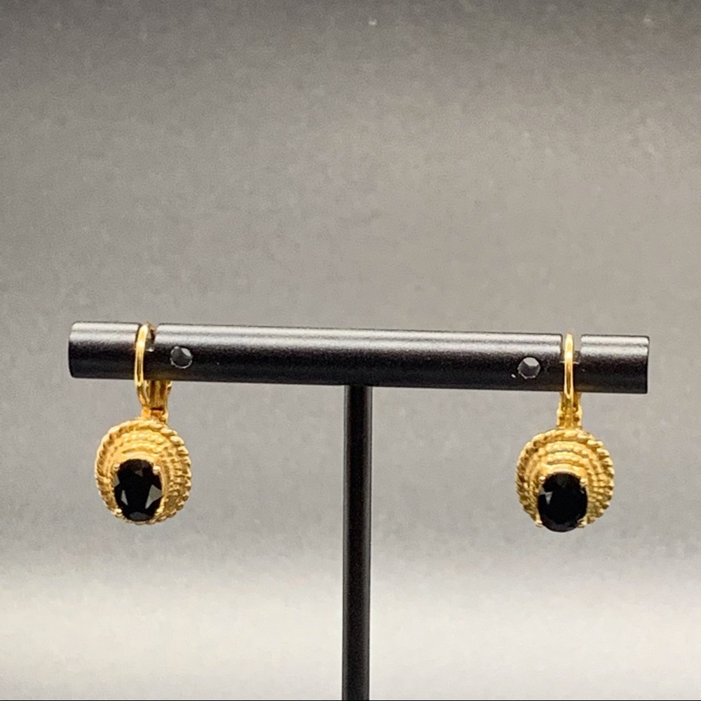 Beautiful Black Onyx Dangle Earrings set in gold